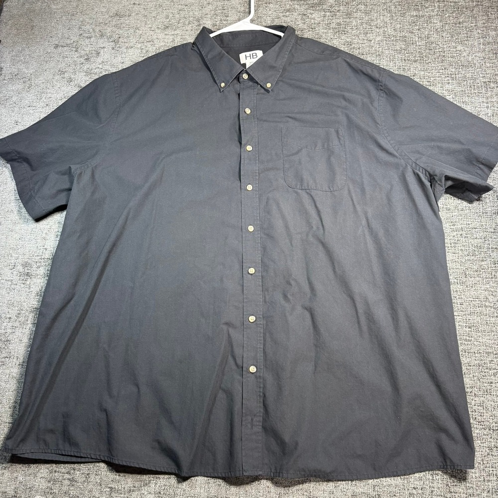 HB Button Down Shirt Mens 4XL Grey Short Sleeve Pocket Classic Fit 2008